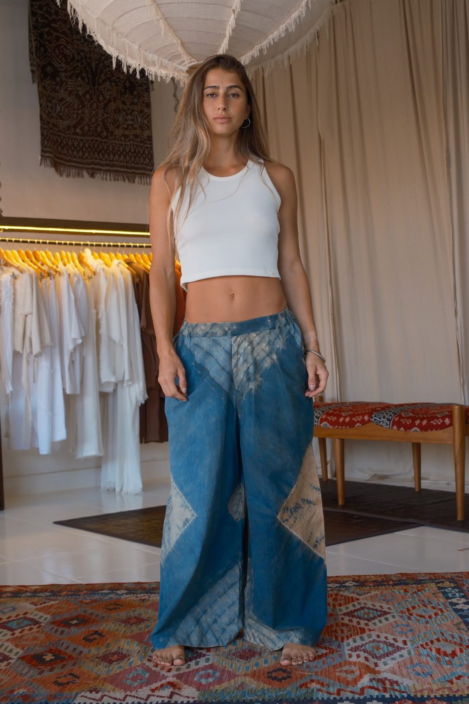 Tie-dye pants, blue indigo