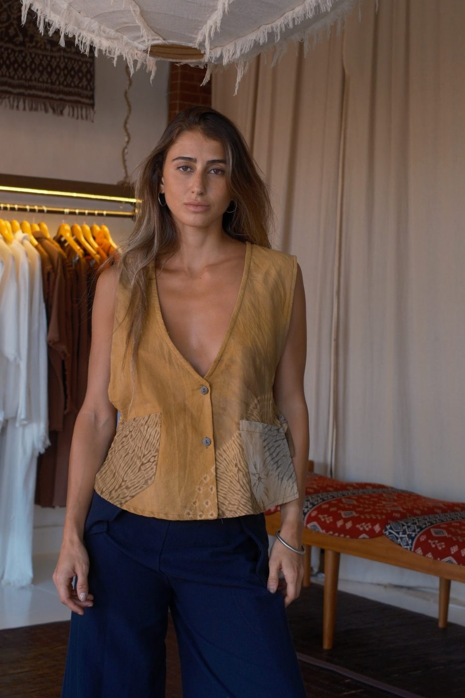 Mustard button vest