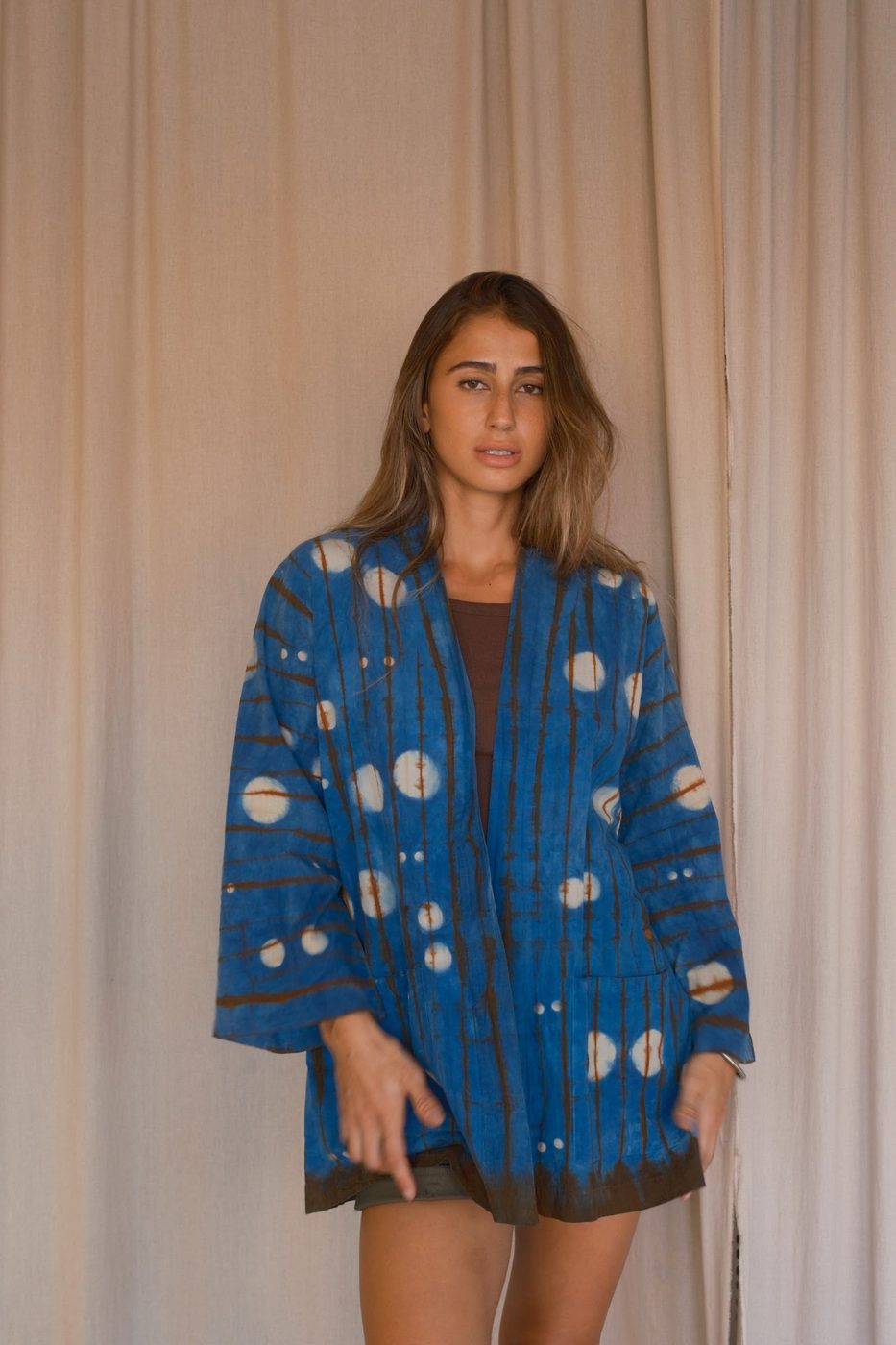 Kimono, royal blue tie-dye