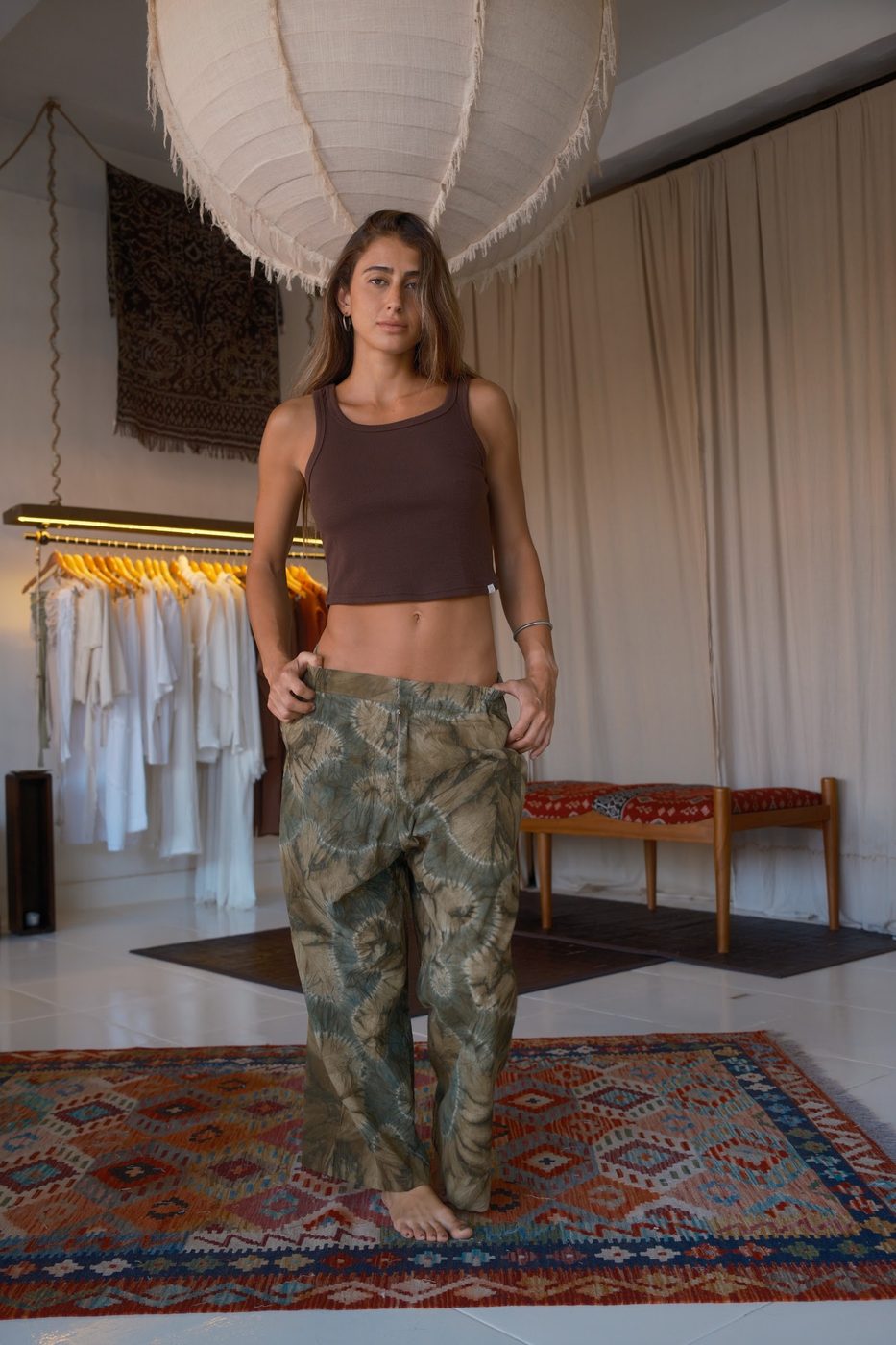 Tie-dye pants, olive green