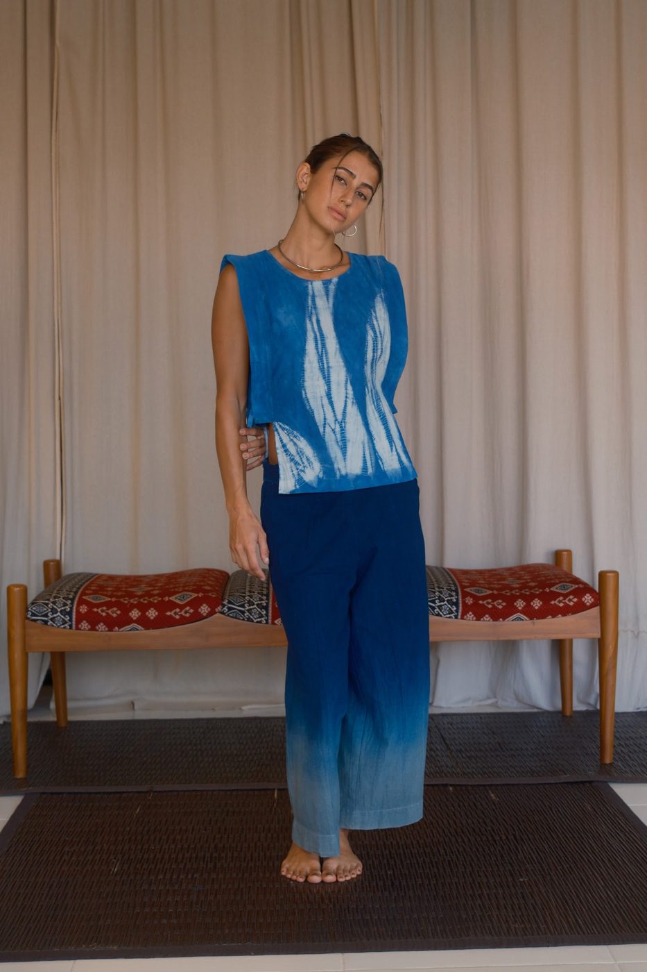 Side cut-out top, indigo